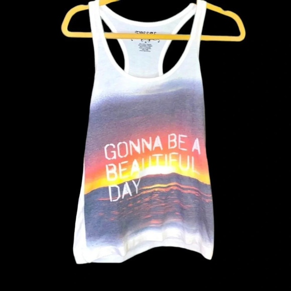 Gonna Be A Beautiful Day White Racerback FREEZE Tank Top Sz M - Picture 1 of 3